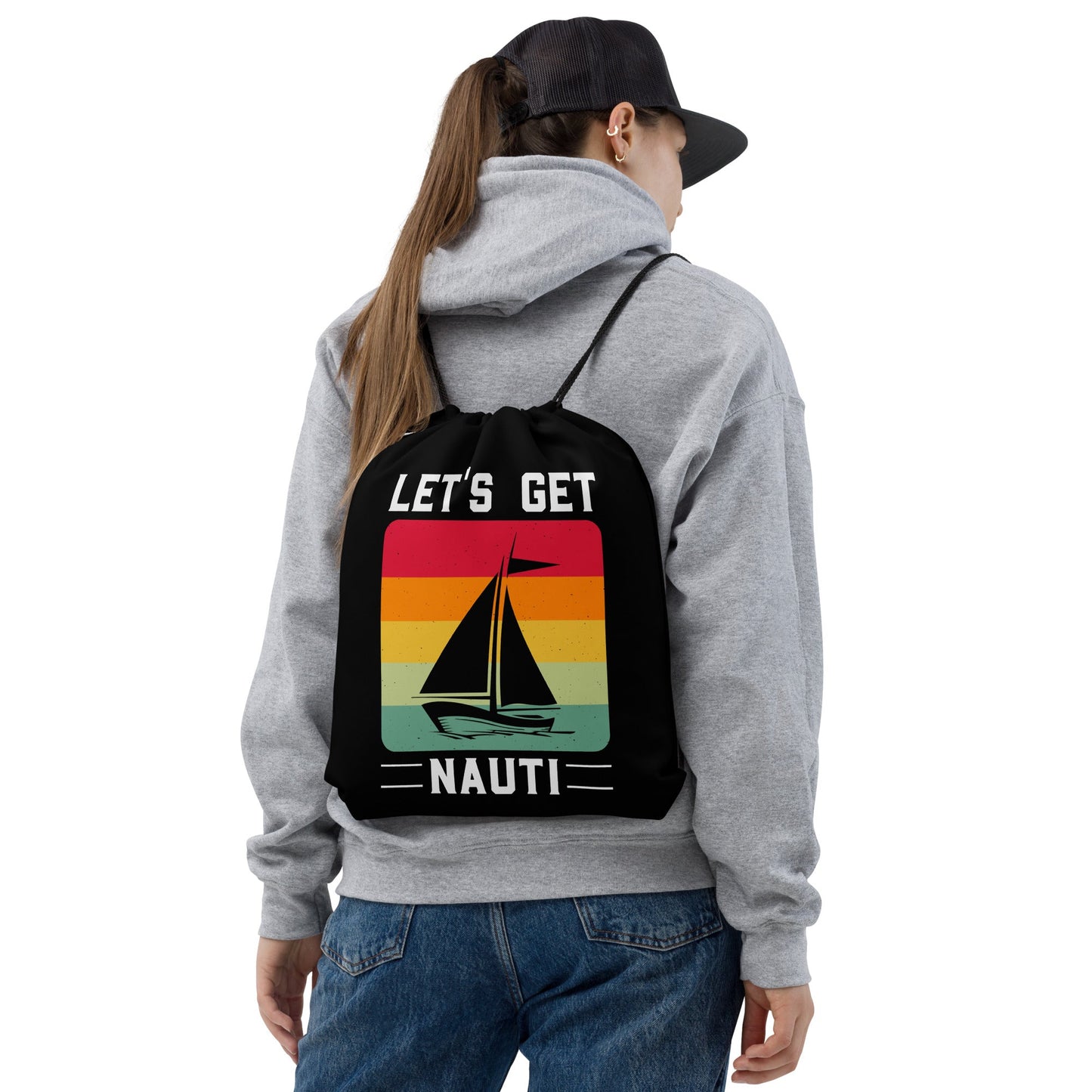 Let's Get Nauti Drawstring bag