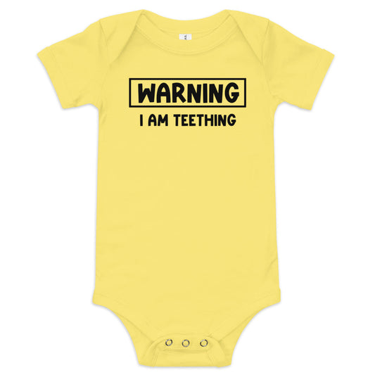 Warning I'm Teething short sleeve one piece - The Sandy Merchant