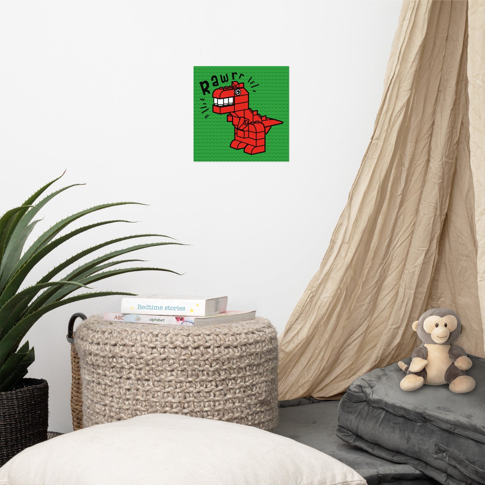 Red Dino Brick Poster - The Sandy Merchant