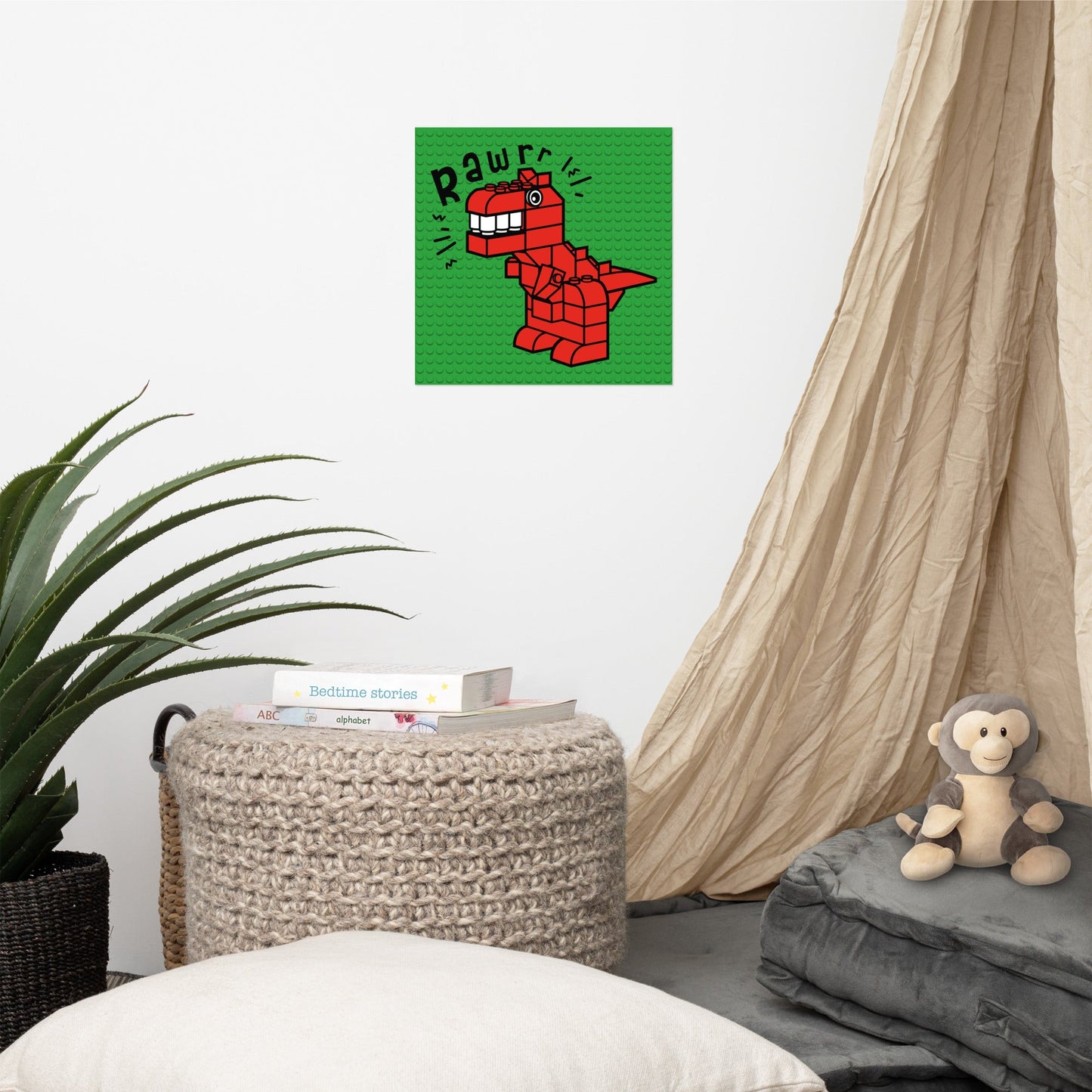 Red Dino Brick Poster - The Sandy Merchant