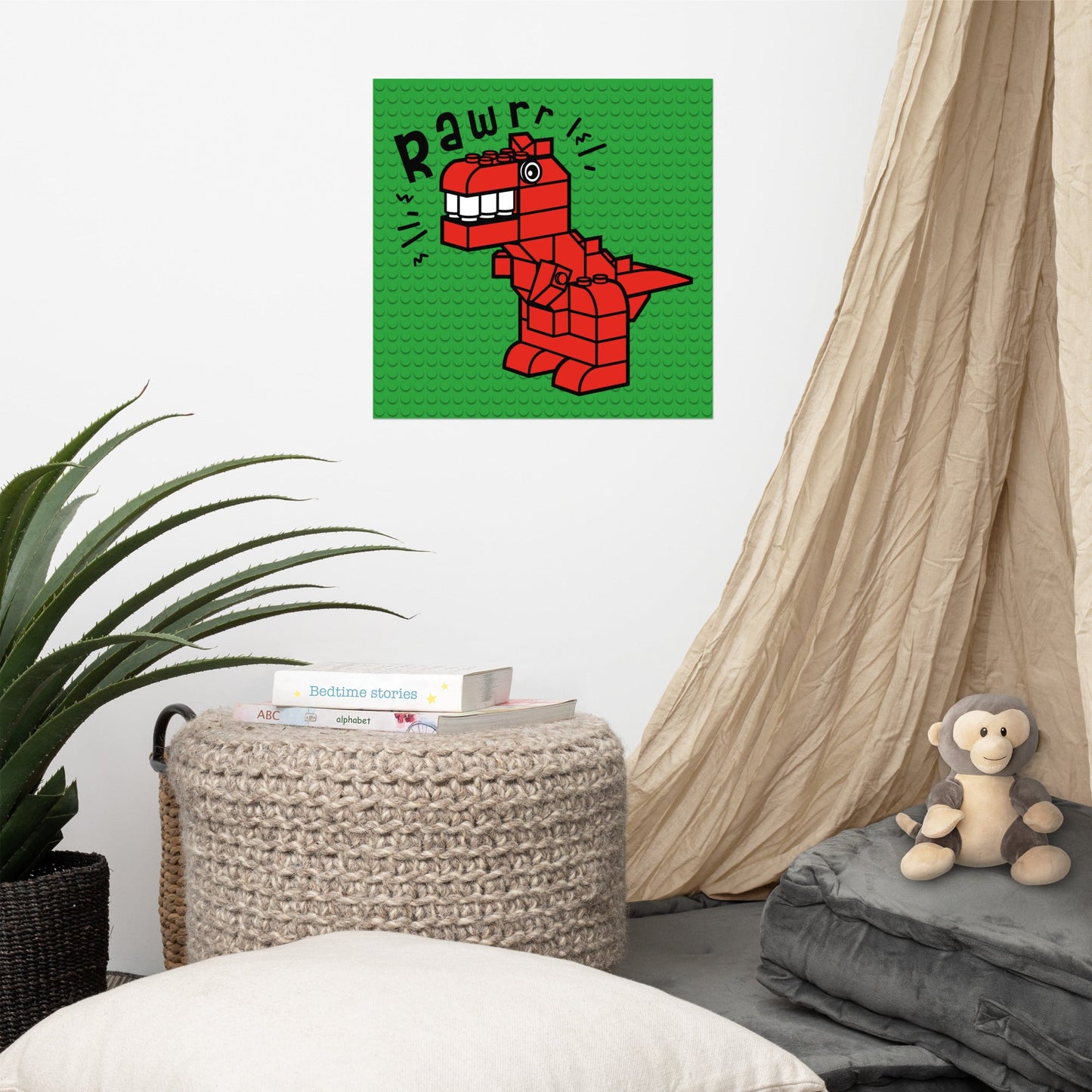 Red Dino Brick Poster - The Sandy Merchant