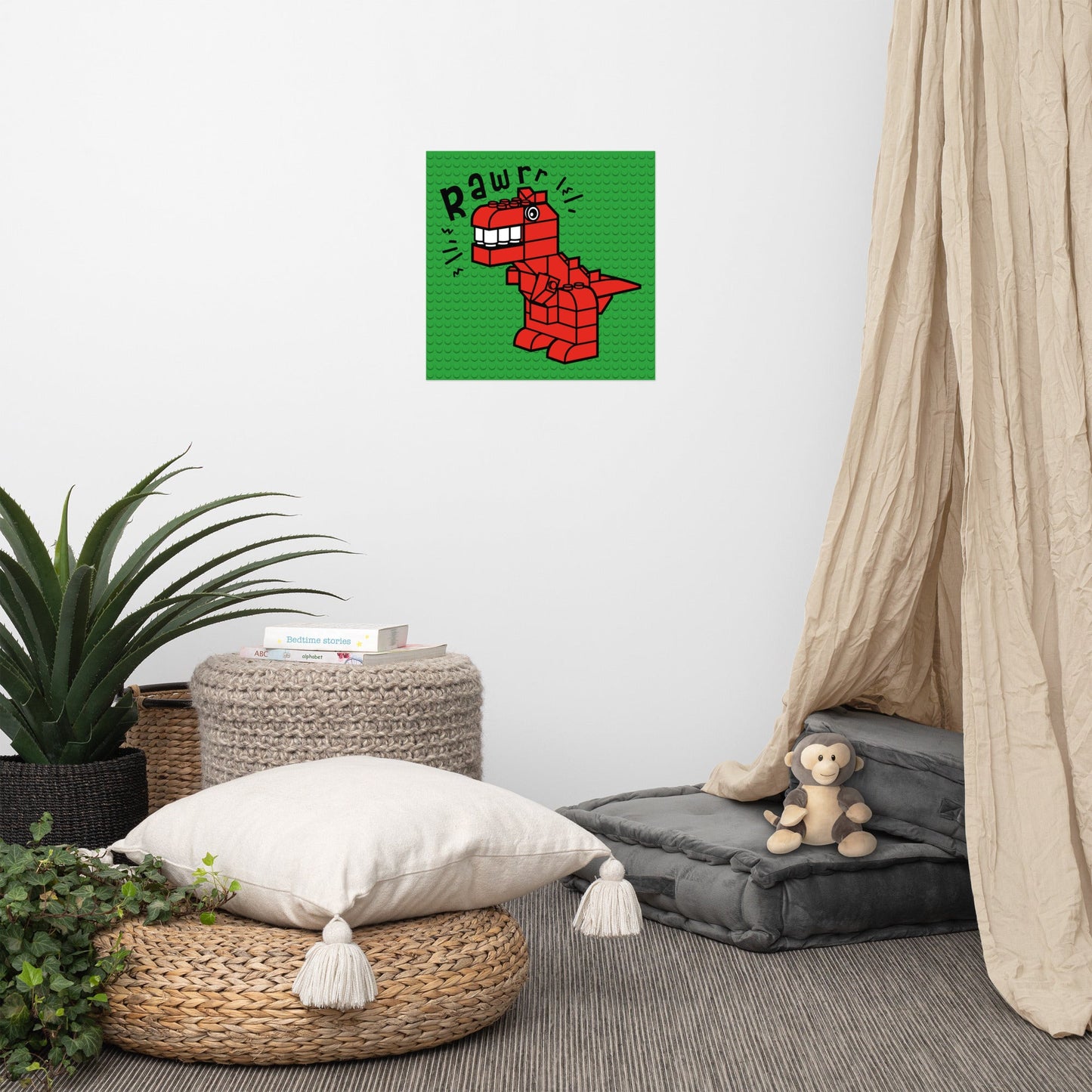 Red Dino Brick Poster - The Sandy Merchant