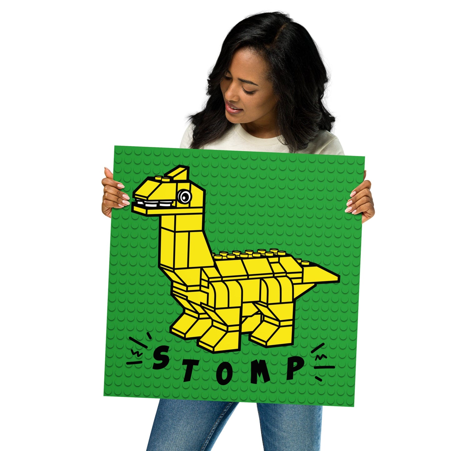 Yellow Dino Brick Poster - The Sandy Merchant