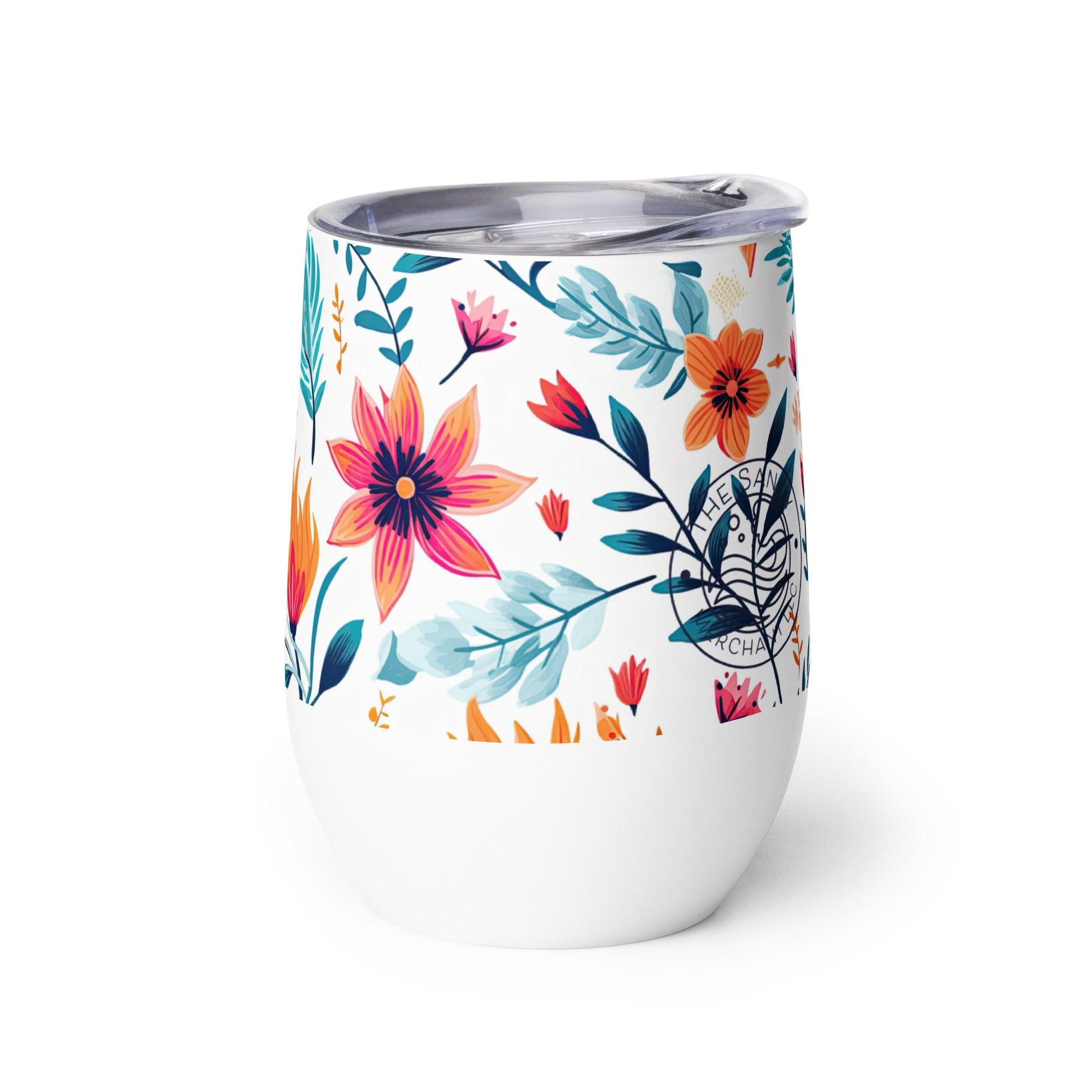 Feisty Floral Wine tumbler - The Sandy Merchant