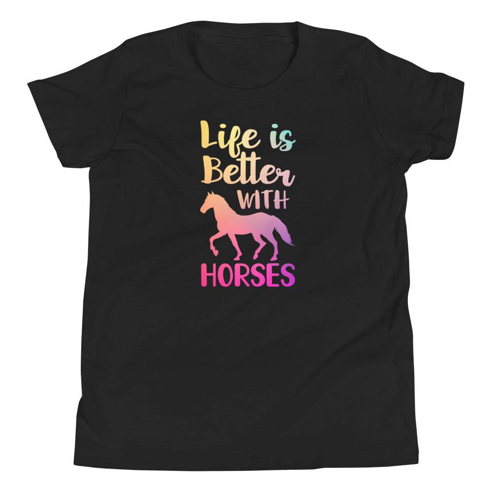 Life's Better With Horses Youth Short Sleeve T-Shirt - The Sandy Merchant