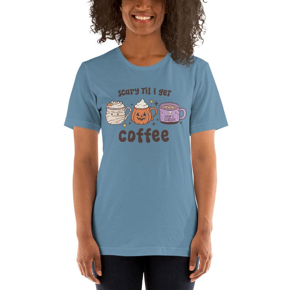 Scary Until Coffee t-shirt - The Sandy Merchant