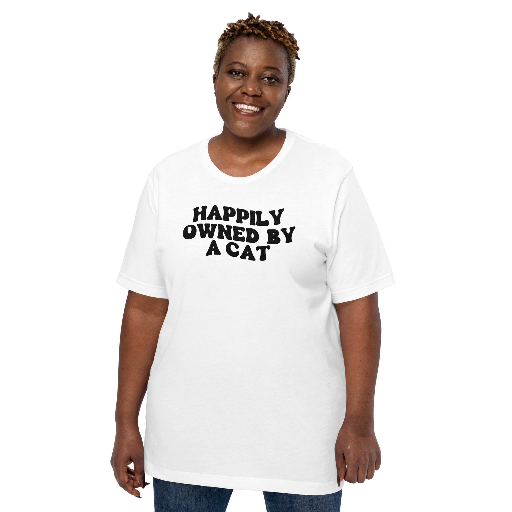 Happily Owned by a Cat t-shirt - The Sandy Merchant